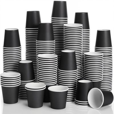 Sawysine 300 Count 3 oz Disposable Small Paper Cups Bathroom, Mouthwash, Espresso & Snack Cups for Party, Office, Coffee, Juice & Water(Black)