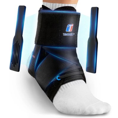 Quick Lace Up Ankle Brace for Women Men with Removable Side Splints, Ankle Support for Sprained Ankle, Injury Recovery, Ankle Stabilizer for Sports,Basketball,Volleyball,Soccer,Tennis,L(13"-14")