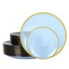 100PCS Blue Plastic Plates-Crystal Design Blue Disposable Plates with Gold Rim, Fancy Disposable Plates Include 50 Dinner Plates, 50 Dessert/Salad Plates for Party & Birthday view 1