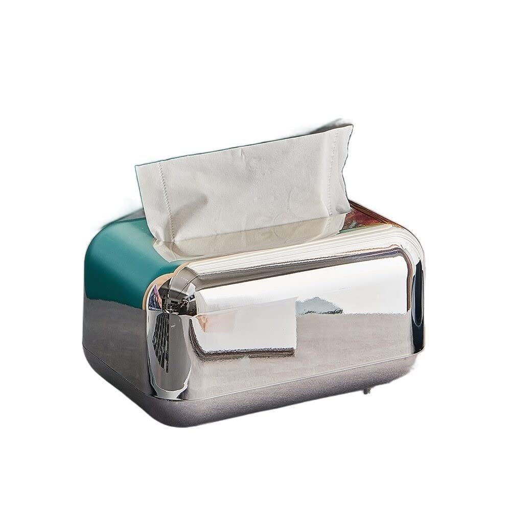 ArQray Nodic Paper Rack Elegant Chrome Car Home Cube Square Shaped Tissue Box Container ABS Plastic Carton Towel Napkin Tissue Holder(Silver)