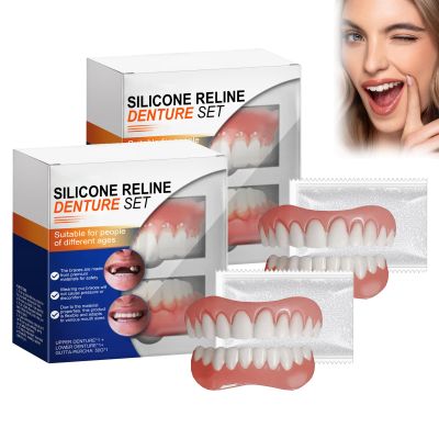 Advanced Customized Full Denture Set, Silicone Reline Denture Set, Denture Silicone Reline Kit for Dentures, Soft and Comfortable, Denture Silicone Reline Kit for Men & Women (2pcs)