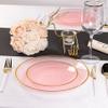 100PCS Pink Plastic Plates-Crystal Design Pink Disposable Plates with Gold Rim, Fancy Disposable Plates Include 50 Dinner Plates, 50 Dessert/Salad Plates for Party & Wedding view 2