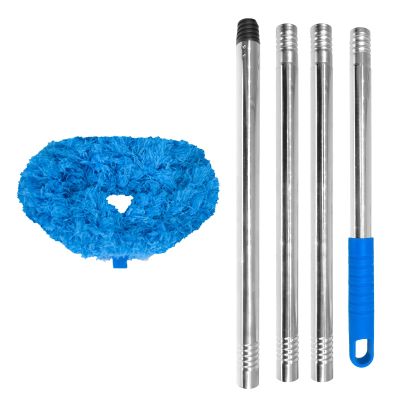 Extendable Microfiber Ceiling Fan Duster with 4-PC Metal Pole, Detachable Dusting Head Reusable Microfiber Cleaner for High Ceilings