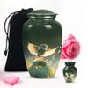Green Owl Small Urns for Cremation Ashes Female - Unique Urns for Human Ashes Adult Male Combo 1 Large 1 Keepsake view 1