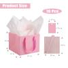 ADIDO EVA 10Pcs Square Gift Bags with Tissue Paper Medium Pink Square Gift Bags with Handles for Party Favor (10x10x10 In, Pink) view 2