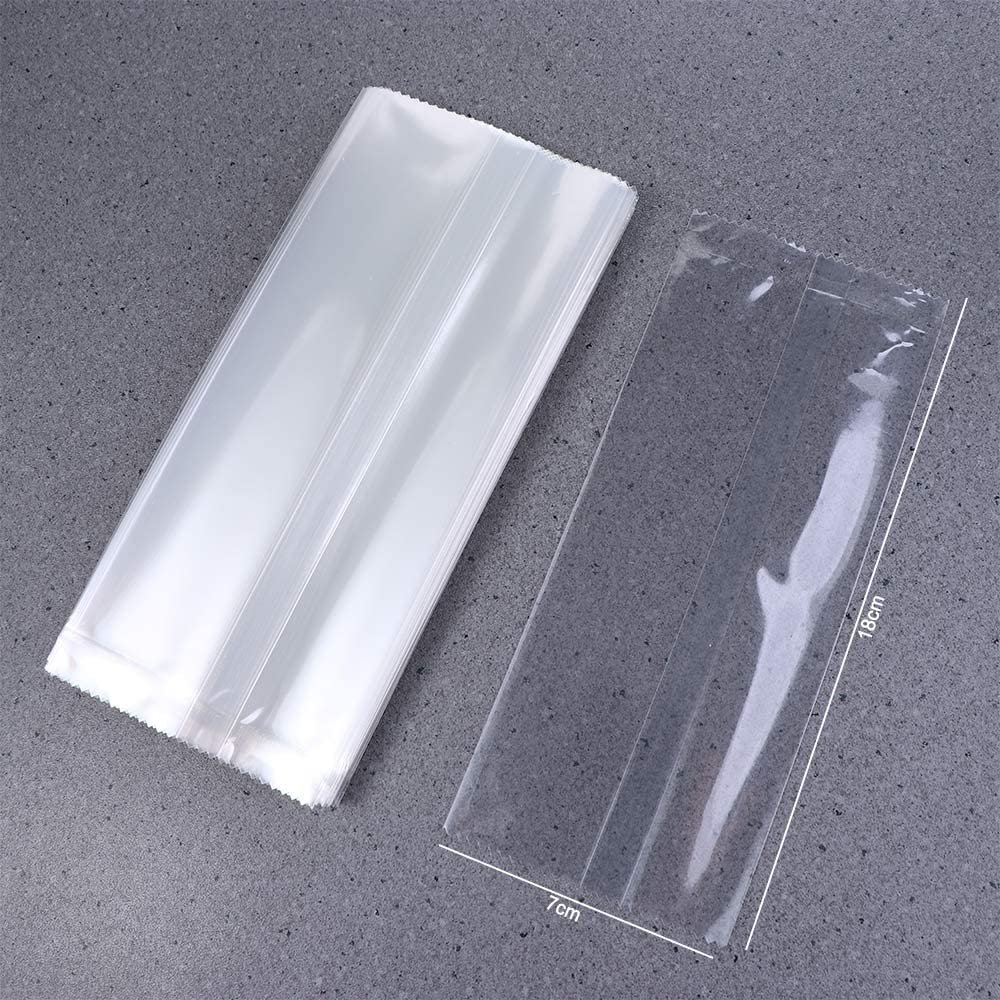 100-Pack Heat Sealable Popsicle Bags 4 Sizes (7-11cm) - Plastic Ice Pop Sleeves for Homemade Treats, Leakproof Freezer Storage Bags(7x18cm)