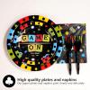 Grencian 96Pcs Game Night Party Supplies Black Family Game Party Decorations Plates and Napkins Disposable Family Gamer Paper Tableware Set for Kids Adults Birthday Games On Favors Serves 24 view 2