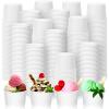 Nuenen 500 Pcs 8 oz Summer Ice Cream Paper Cups Bulk Disposable Dessert Cups Solid Color Paper Dessert Bowls for Snack Sundae Spring Party Favors Ice Cream Bar Supplies (White) view 1