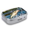 Big Mouth Bass Bites Bait Pill Box Travel Pill Organizer 2 Compartment Weekly Pill Case with Mirror A Day Medicine Container Medicine Organizer for Purse, Pocket, Or Wallet view 3