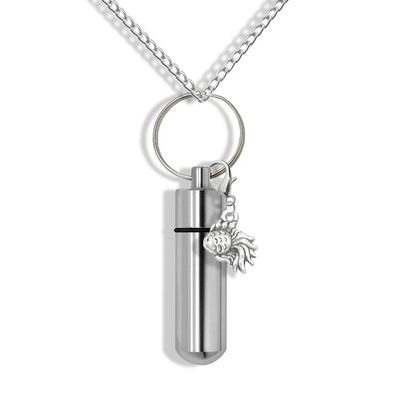 Goldfish Cremation Necklace Jewelry Silver Prayer Capsule Necklace - Pill Necklace - Secret Capsule Necklace - Goldfish Perfume Vial Necklace