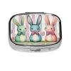 CSIVKEJ Easter Rabbit Print Square Pill Box 2 Compartment Decorative Pocket Purse Portable Mini Travel Medicine Holder Organizer view 1
