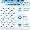 60 Sheets 2026 Graduation Tissue Paper, 13.7 x 19.8'' Graduate Cap Diploma Scroll Book Patterns Gift Wrapping Paper for 2026 Graduation Art Craft Party Supplies (Blue) view 2
