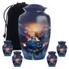 YATHABHISA Guitar Cremation Urn for Human Ashes, Decorative Musical Keepsake Memorial Urns for Adults Men & Women, Dark Blue, Combo (1Pc 10 Inch & 4Pcs 3 Inch) view 1