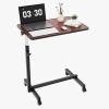 FCH 23.6 Inch Rolling Adjustable Multifunctional Lifting Computer Desk, Tilting Desktop, Sit Stand Laptop Desk TV Tray for Bed Sofa Hospital Reading Eating, Brown view 1