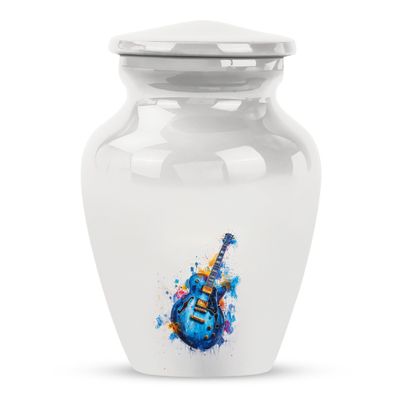 YATHABHISA White Guitar Cremation Urn for Human Ashes, Custom Memorial Urns for Adults, Men & Women, Decorative, 3 Inch