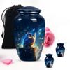Blue Night Owl Small Keepsake Urns for Human Ashes - Cremation Urns for Ashes Adult Male & Female Combo 1 Large 2 Keepsake view 1