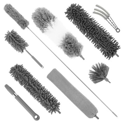 10Pcs Ceilings Cleaning Duster, Bendable Cleaning Duster Kit, Extendable Feather Duster Set, Feather Duster Set for Chandeliers Furniture Window Blind