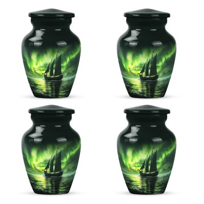 Aurora Boat Small Urn for Human Ashes Keepsake - Memorial Funeral Urns for Adult Ashes Women & Men - Funeral Ashes - 3 Inch 4 Pcs