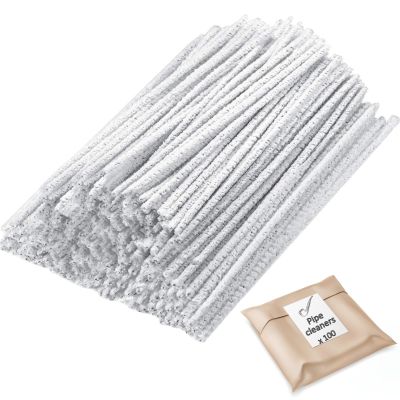 CATSET White Tube Cleaner with Stiff Bristles, 6-Inch (100 Pieces) Bulk, Cotton Material, for Cleaning Tar Resin, Plastic, Metal, Ceramic, and Wood Tubes
