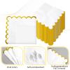 200 PCS Scalloped Napkins with Gold Foil Edge Cocktail Napkin Disposable Beverage Napkins White Dessert Paper Party Supplies for Wedding Baby Shower Birthday Party Tableware Decoration view 3