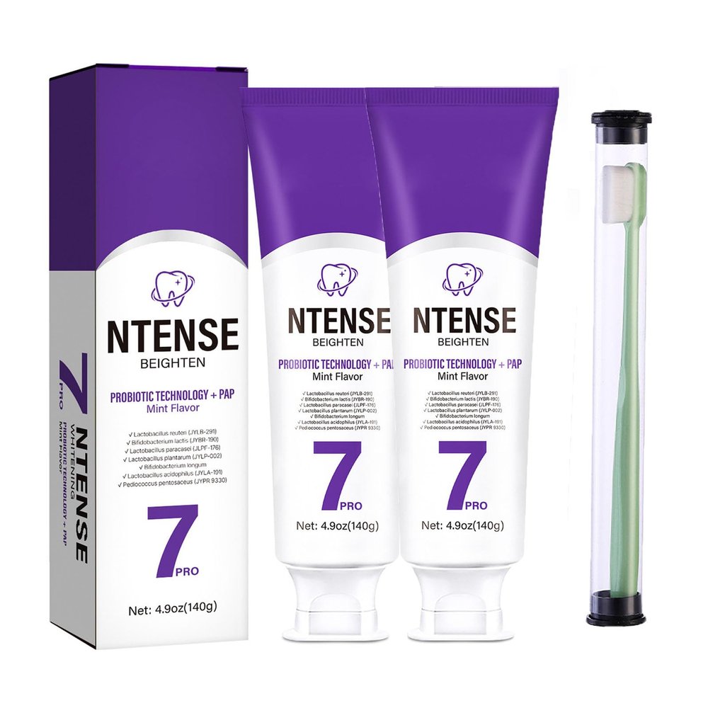 7pro Intense Whitening Toothpaste, Deep Cleaning Care Whitening Toothpastes with 7 Probiotics for Oral Health & Fresh Breath (2PCS)
