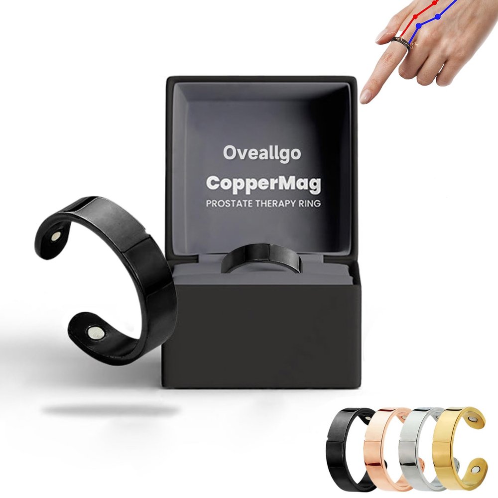 CopperMag Prostate Therapy Ring, Copper Mag Ring, Copper Therapy Ring, CopperMag Prostate Therapy Ring for Men and Women (Black)