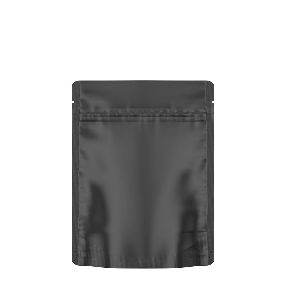 1000 Pcs - 4 Inch x 6.5 Inch PCR Smell Proof Mylar Bags Tamper Evident - 1/4th Ounce (7 Grams) (Matte Black With Window (With Tear Notch))
