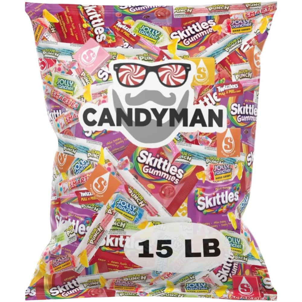 CANDYMAN 4lb Candy Variety Pack Bulk Individually Wrapped, Pinata Stuffers Party Favors for Birthday Goodie Bags, Assorted Candies, July 4th