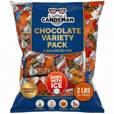 CANDYMAN Chocolate Candy Variety Pack, 4 lb Assorted Individually Wrapped