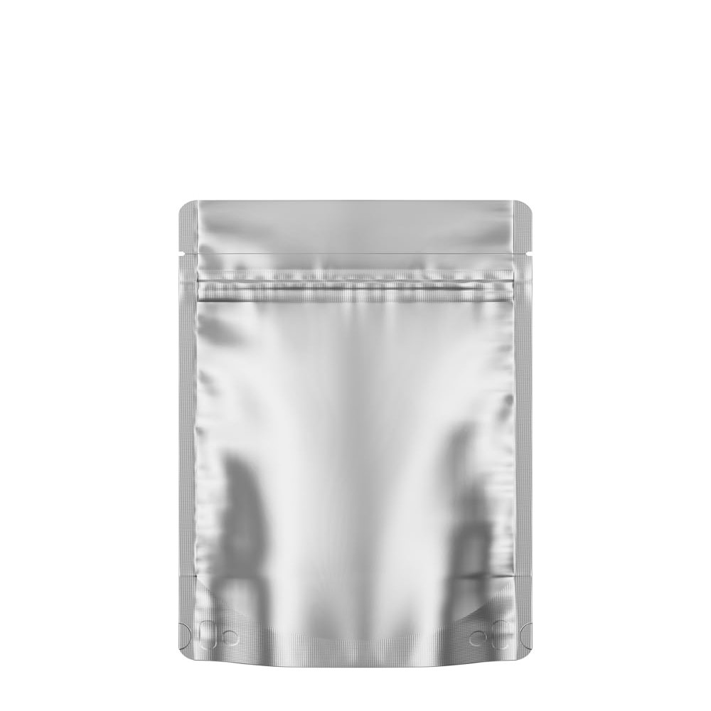 1000 Pcs - 4 Inch x 6.5 Inch PCR Smell Proof Mylar Bags Tamper Evident - 1/4th Ounce (7 Grams) (Matte Silver With Window (With Tear Notch))