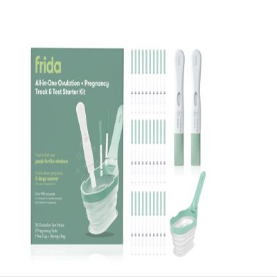 Frida Fertility All-in-One Ovulation & Pregnancy Test Kit 30 Easy at-Home LH Strips, Ovulation Tracker, 2 Early Detection Pregnancy Tests & Reusable No-Mess Pee Cup