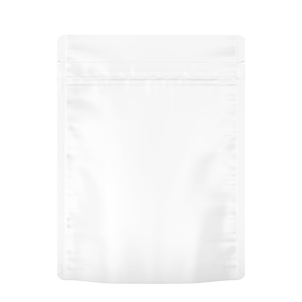 1000 Pcs - 5 Inch x 8.1 Inch PCR Smell Proof Mylar Bags Tamper Evident - Half Ounce (14 Grams) (Matte White (Tear Notch))