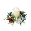 Alipher Artificial Flower Wreath Blue White Patriotic Candle Ring Creative Floral Candle Holders Independence Day Table Centerpieces for Home Decoration 2PCS view 1