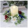Alipher Artificial Flower Wreath Blue White Patriotic Candle Ring Creative Floral Candle Holders Independence Day Table Centerpieces for Home Decoration 2PCS view 4