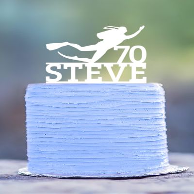 Egeshangb Scuba Diver Cake Topper,Diving Cake Toppers,Scuba Diver Cake Decoration,Scuba Diving Cake Decor,Scuba Diver Birthday Party Cake Decal Supplies for Men Women.
