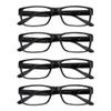 VisionGlobal 4 Pairs Reading Glasses, Computer Reading Glasses for Women and Men, Fashion Square Eyewear Frame(4 Black,+4.00) view 1