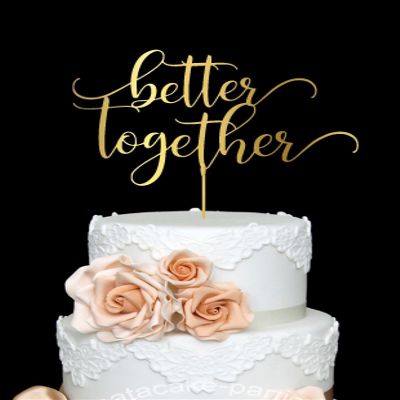 Egeshangb Better Together Wedding Cake Toppers Bridal Shower Modern Cake Topper Wood Rustic Stile Cake Topp Party Events Supplies Cake Decal for Men Women.
