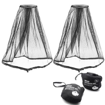 Benvo Mosquito Head Net Mesh One Piece Face Neck Fly Netting Cover from Bugs Gnats Noseeums Hat-Compatible Insect Shield for Fishing, Camping, Gardening (2pcs, Black, Upgraded Big Net)