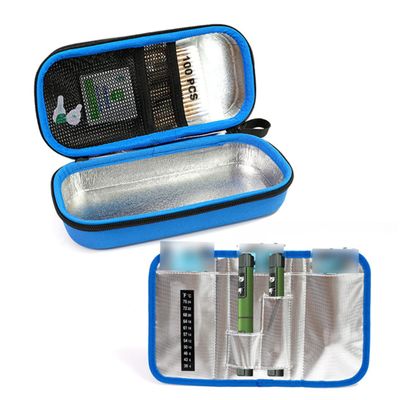 1Pc Portable Cooler Bag and Lightweight Organizer for Travel Double Zipper Design Compact Insulated Medication Case Blue