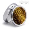 Gold Sequin Sparkle Medicine Pill Case, 3 Compartment Round Pill Box, Portable Decorative Medicine Organizer for Pocket Or Purse Vitamin Organize view 2