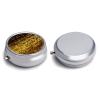 Gold Sequin Sparkle Medicine Pill Case, 3 Compartment Round Pill Box, Portable Decorative Medicine Organizer for Pocket Or Purse Vitamin Organize view 3