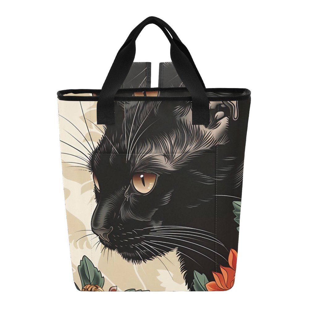 Bokkoy Rose Black Cat Insulated Cooler Bag with Ice PackLarge Capacity Waterproof Thermal Lunch BagReusable Cooler Bags for Picnic, Travel