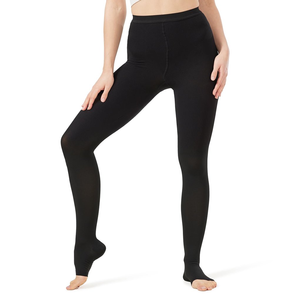 NURCOM 15-20 mmHg Compression Pantyhose for Women & Men, Open Toe Medical Compression Stockings, Waist High Opaque Compression Tights, Graduated Support for Varicose Veins, Edema, DVT, Post Surgery