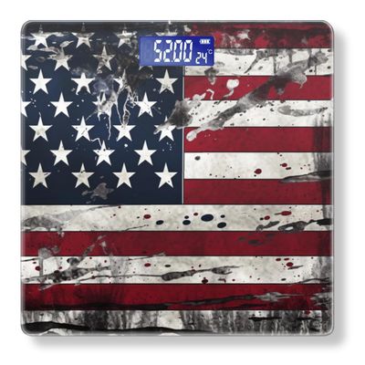 Digital Scale for Body Weight Highly Precision Bathroom Weight Scale 400 lbs with Backlit Display Personalized Scale for Home-American Flag in Distressed Grunge-Inspired
