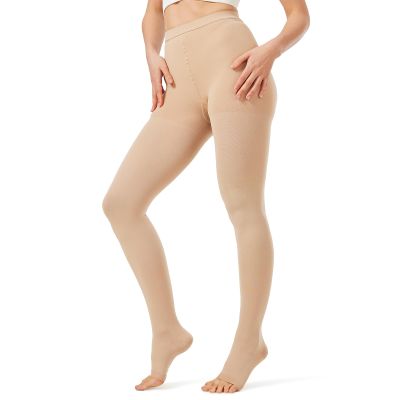 NURCOM 15-20 mmHg Compression Pantyhose for Women & Men, Open Toe Medical Compression Stockings, Waist High Opaque Compression Tights, Graduated Support for Edema, Varicose Veins, Swelling, Pregnant