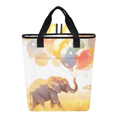 Bokkoy Elephant and Balloons Insulated Cooler Bag with Ice PackLarge Capacity Waterproof Thermal Lunch BagReusable Cooler Bags for Picnic, Travel