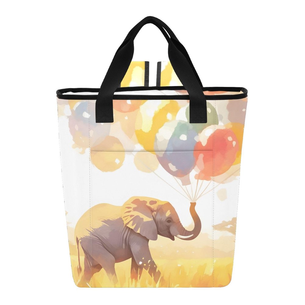 Bokkoy Elephant and Balloons Insulated Cooler Bag with Ice PackLarge Capacity Waterproof Thermal Lunch BagReusable Cooler Bags for Picnic, Travel