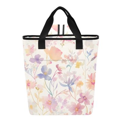Bokkoy Pastel Colors Flowers Insulated Cooler Bag with Ice PackLarge Capacity Waterproof Thermal Lunch BagReusable Cooler Bags for Picnic, Travel