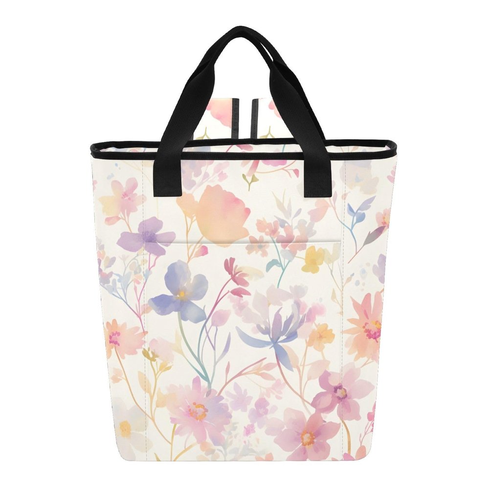 Bokkoy Pastel Colors Flowers Insulated Cooler Bag with Ice PackLarge Capacity Waterproof Thermal Lunch BagReusable Cooler Bags for Picnic, Travel