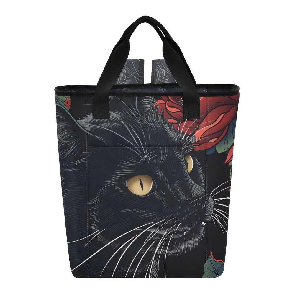 Bokkoy Black Cat Insulated Cooler Bag with Ice PackLarge Capacity Waterproof Thermal Lunch BagReusable Cooler Bags for Picnic, Travel